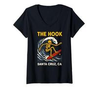 Donna Santa Cruz The Hook Vintage Uomo Surf Skateboard Maglietta con Collo a V