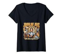 Donna Santa Giovanna d'Arco Cattolica Maglietta con Collo a V
