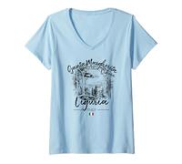 Donna Santa Margherita Ligure Liguria Riviera Italiana Bandiera Italia Maglietta con Collo a V
