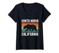 Donna Santa Maria, California, Orso retrò, San Luis Obispo Orcutt, California Maglietta con Collo a V