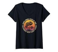 Donna Santa Monica State of Mind Retro Surfista della Costa Maglietta con Collo a V