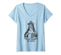 Donna Santa Teresa de Jesus Donne Dottori della Chiesa Cattolica Maglietta con Collo a V