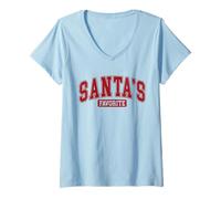 Donna Santa's Favorite Christmas Sport Graphic Maglietta con Collo a V