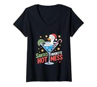 Donna Santa's Hot Favorite Mess Holiday Humor Maglietta con Collo a V