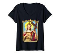 Donna Sant'Elena La Vera Croce e Chiesa del Santo Sepolcro Maglietta con Collo a V