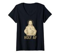 Donna Santo AF Cristiano Gesù Cristo Maglietta con Collo a V