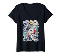 Donna Santorini Grecia Isola Greca Viaggio Isola Greca Souvenir Maglietta con Collo a V