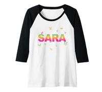 Donna Sara - Bellissimo Nome con farfallas Maglia con Maniche Raglan