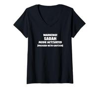 Donna SARAH Personalized Women's Gift Custom SARAH Maglietta con Collo a V