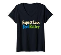 Donna Sarcasm Expect Less Feel Better Funny Uomo Maglietta con Collo a V