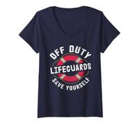 Donna Sarcastic Lifeguards off Duty Save Yourself Tutte Le Ragazze Vacay Maglietta con Collo a V