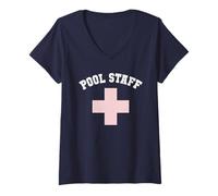Donna Sarcastic POOL STAFF Tutte le ragazze Trip Swim Vacay Cruising Maglietta con Collo a V