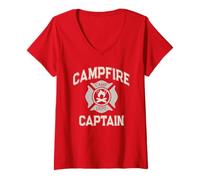 Donna Sarcastico CAMPFIRE CAPITANO Vigile del fuoco Summer Camp Host FD Maglietta con Collo a V