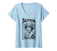 Donna Sarcastico Donna Nera Sarcasmo per Le Donne Annuncio Vintage Ragazza Maglietta con Collo a V