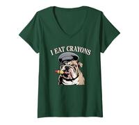 Donna Sarcastico I Eat Crayons Dog Eater Il Nostro Fratello Militare Maglietta con Collo a V