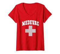 Donna Sarcastico MEDEVAC Militare Off Duty Scuba Nuoto Viaggio Nuoto Maglietta con Collo a V