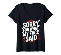Donna Sarcastico Scusa per Quello Che Il Mio Viso ha Detto Umorismo retrò Maglietta con Collo a V