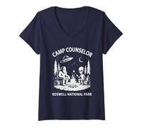 Donna Sarcastico Summer Camp CONSULENTE Parco Nazionale Alieno Roswell Maglietta con Collo a V