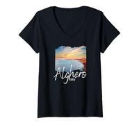 Donna Sardegna Alghero Souvenir / Alghero Maglietta con Collo a V