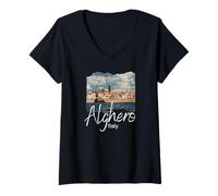 Donna Sardegna Alghero Souvenir / Alghero Maglietta con Collo a V