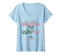 Donna Sardinia Life Is Better On Mar Mediterraneo Italia Sardegna Maglietta con Collo a V