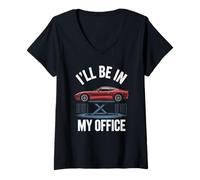 Donna Sarò Nel Mio Ufficio Meccanico Garage Auto Repair Padre Maglietta con Collo a V