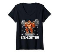 Donna SAS-Squattin Mythical Strength Icon Maglietta con Collo a V