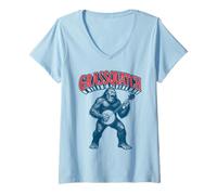 Donna Sasquatch Banjo Bigfoot Grassquatch! Maglietta con Collo a V