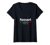 Donna Sassari Italia Maglietta con Collo a V