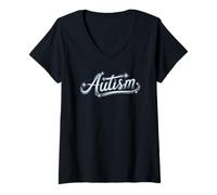 Donna Sassy AUTISM Star Dad Peace Love Accettazione Insegna rispetto Maglietta con Collo a V