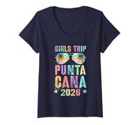 Donna Sassy Girls Trip Punta Cana 2026, Ideale per Nuotare e Viaggiare Maglietta con Collo a V