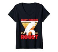 Donna Sassy Macaws Rule The Roost Maglietta con Collo a V