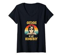 Donna Satoshi è il mio homeboy nakamoto blockchain leggenda bitcoin Maglietta con Collo a V