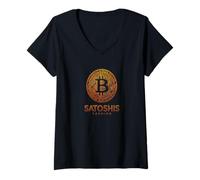 Donna Satoshis moda cripto stile blockchain cultura bitcoin Maglietta con Collo a V