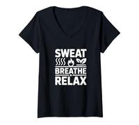 Donna Sauna I Sauna Breathe Relax I Sauna Rilassamento del Maglietta con Collo a V
