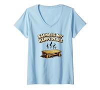 Donna Sauna is My Happy Place Sauna a Botte Loyly Steam Sweat Maglietta con Collo a V
