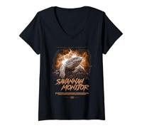 Donna Savannah Monitor Modern Streetwear Reptile Keeper Maglietta con Collo a V