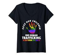 Donna Save Our Children Shirt - End Human Trafficking Maglietta con Collo a V