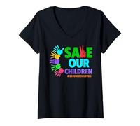 Donna Save Our Children Shirt - End Human Trafficking Maglietta con Collo a V
