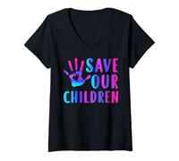 Donna Save Our Children Shirt - End Human Trafficking Shirts Maglietta con Collo a V