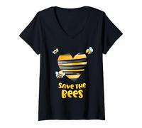 Donna Save The Bees Cuore Apiario Apiario Apicoltore Giornata della Terra Uomini Donne Maglietta con Collo a V