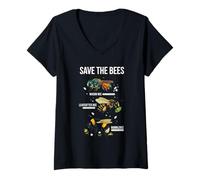 Donna Save The Bees Impollinatore Nativo Mason Leafcutter Bumblebee Maglietta con Collo a V
