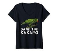 Donna Save The Kakapo Parrot Nuova Zelanda Kakapo Bird Maglietta con Collo a V