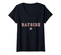 Donna Saved By The Bell Bayside Collegiate Logo Maglietta con Collo a V