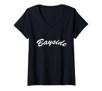 Donna Saved By The Bell Bayside Tigers Front & Back Maglietta con Collo a V