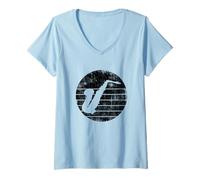 Donna Saxofono Marching Band Musica Jazz Maglietta con Collo a V