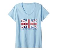 Donna Say No To Digital ID - Conservative Barcode UK Graphic Maglietta con Collo a V