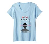 Donna Say No To Digital ID - Freedom & Conservative Face Scan Maglietta con Collo a V
