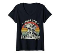 Donna Sbadiglio Catahoula Leopard I Hear You I'm Not Listening Tramonto Maglietta con Collo a V