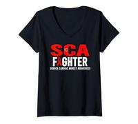 Donna Sca Awareness Fighter - Consapevolezza improvvisa dell'arresto Cardiaco Maglietta con Collo a V